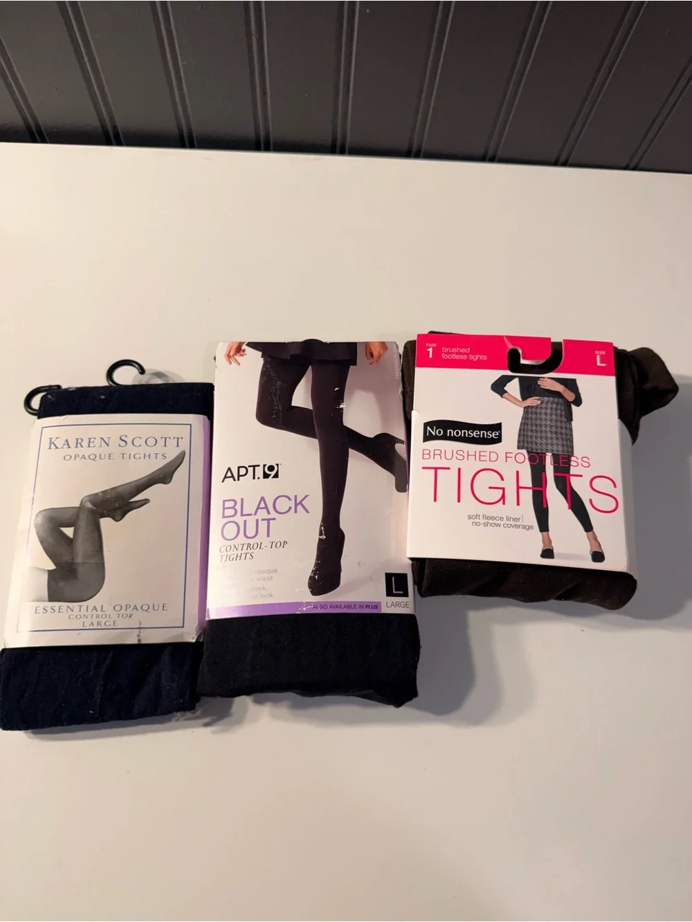 pantyhose lot Large, Karen Scott, Apt 9 Black Out, No Nonsense Brush